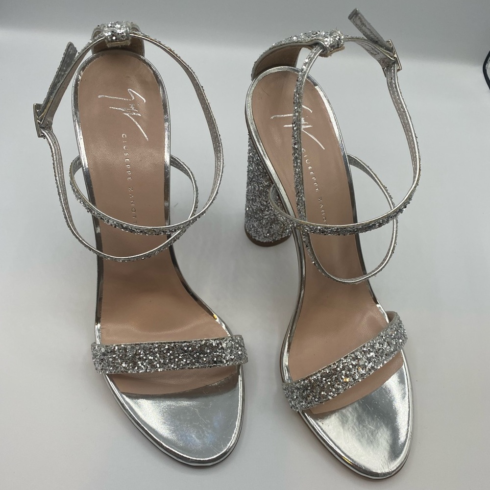 Giuseppe Zanotti Block-Heel Glitter Sandals